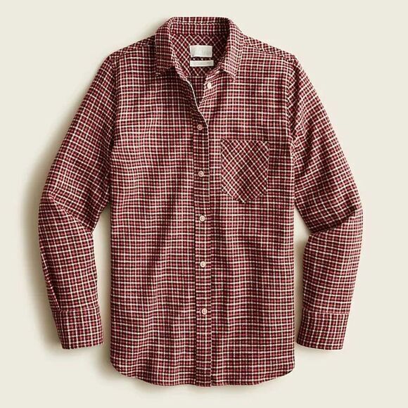 NWOT J. Crew Classic-fit shirt in prairie check flannel Size 0 - Picture 1 of 12